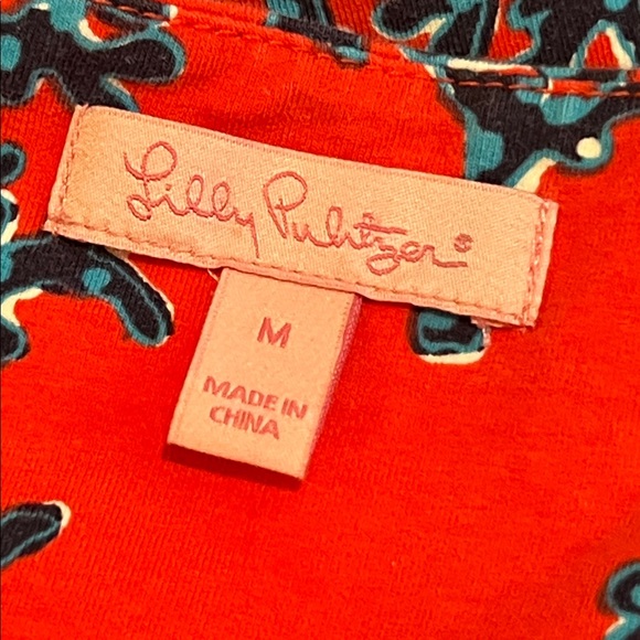 Lilly Pulitzer Jia Seashell Coral Print Stretch Jersey Dress M Medium Coastal - Picture 11 of 16